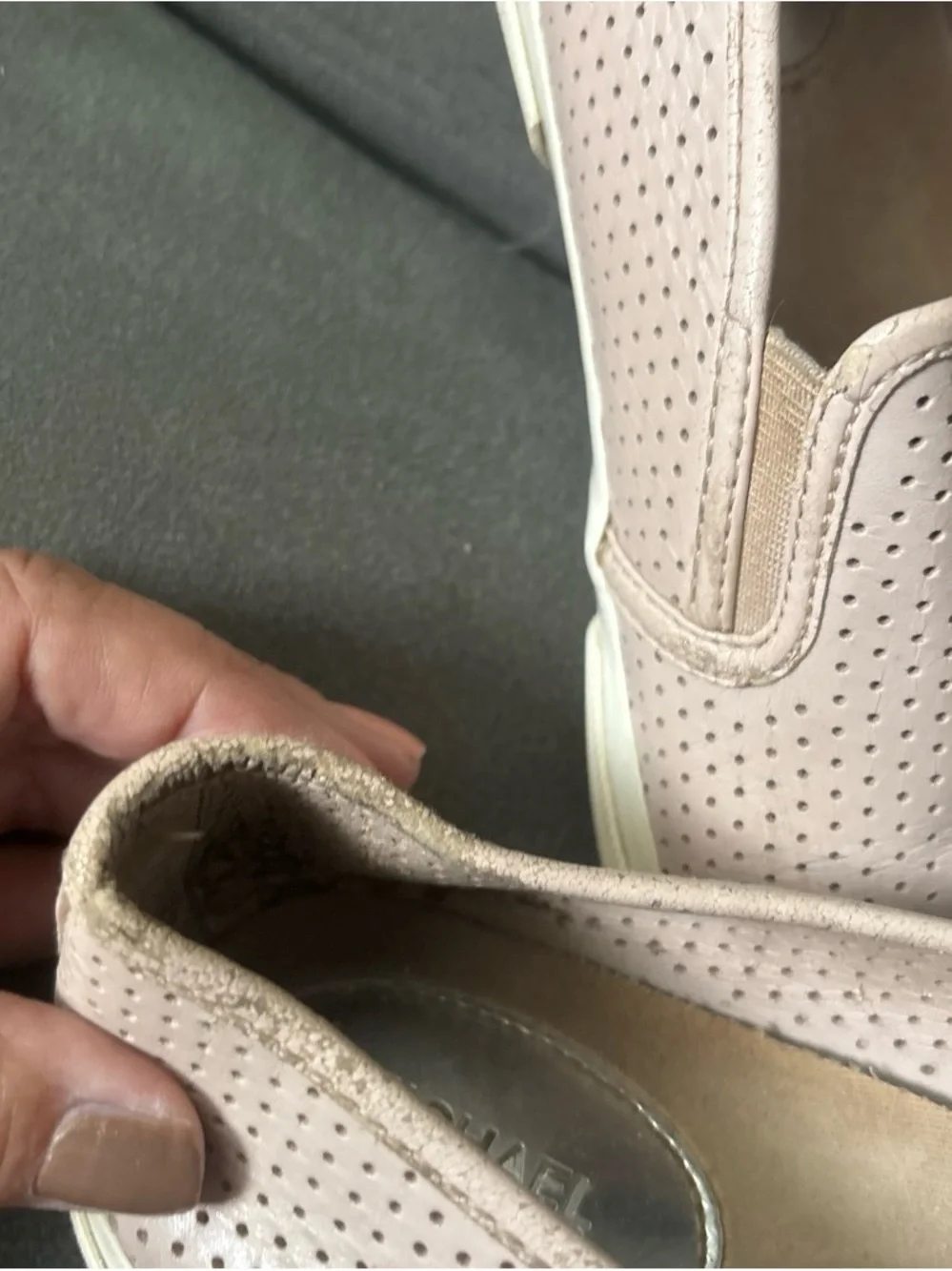 Michael Kors Perforated Slip-On Loafers in Light Blush